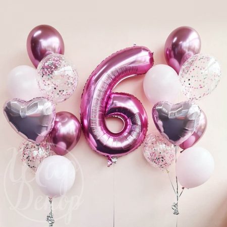 Фонтаны из воздушных шаров с гелием для девочки на 6 лет