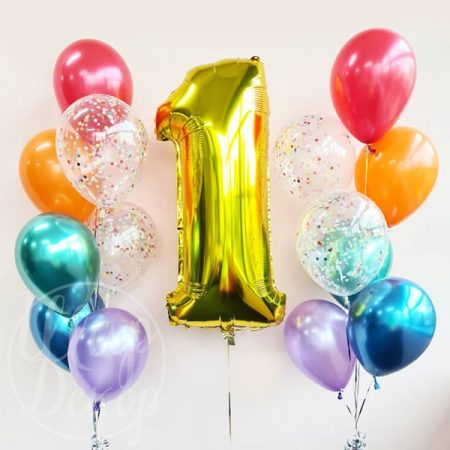 Фонтаны из воздушных шаров с гелием для мальчика на 1 годик