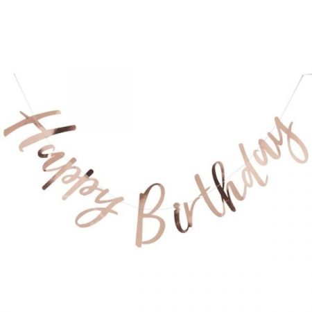 Гирлянда Happy Birthday розовое золото