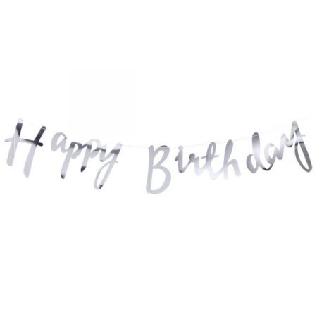 Гирлянда Happy Birthday серебро
