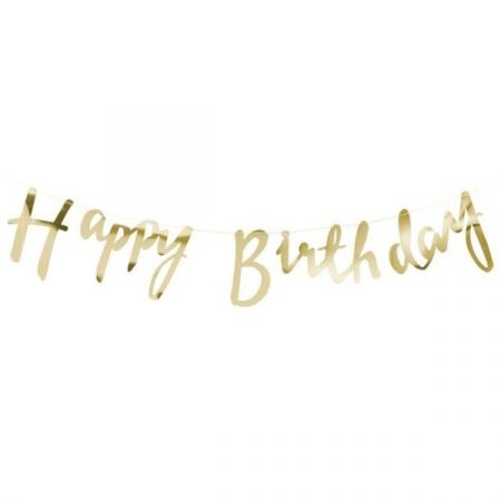 Гирлянда Happy Birthday золото