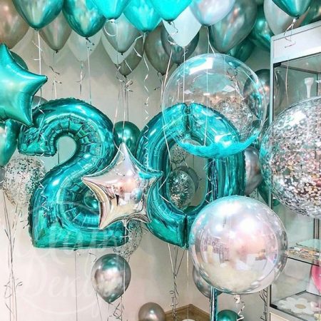 Готовое решение из воздушных шаров с гелием 20 лет тиффани