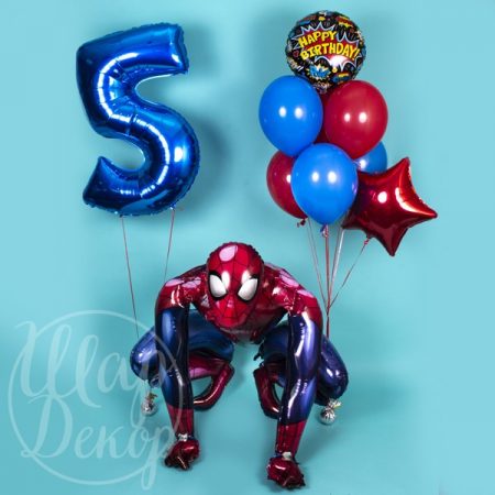 Набор воздушных шаров с гелием на 5 лет человек паук