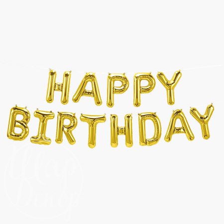 Шары буквы Happy Birthday золото