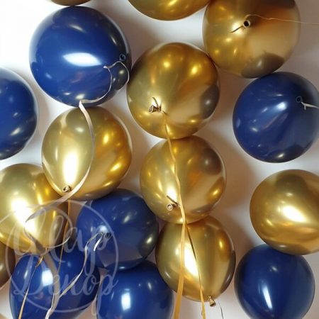 Шары воздушные под потолок золото и синий