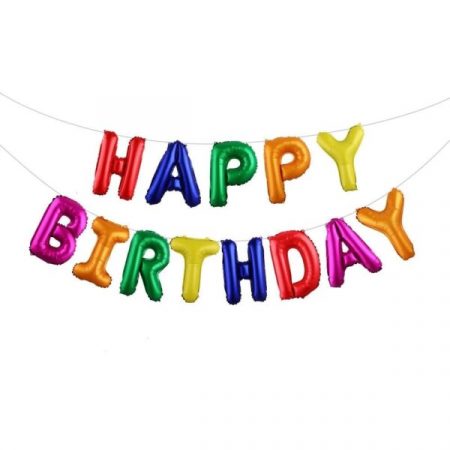 Шары воздушный с гелием буквы Happy Birthday радужные