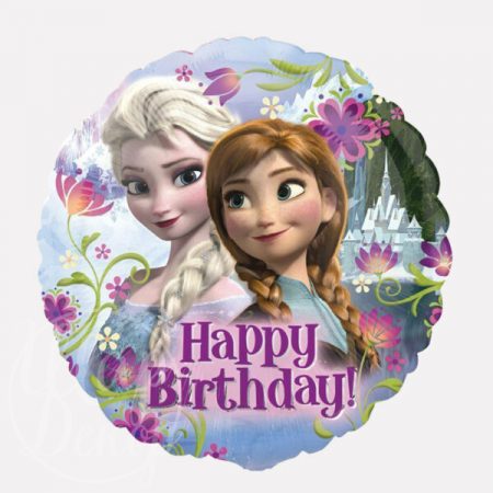 Шар воздушный с гелием круглый Холодное сердце happy birthday