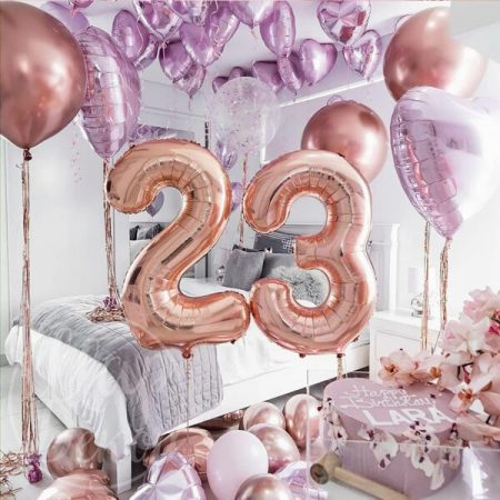 Готовое решение на 23 года Розовое золото и лиловый