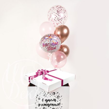 Коробка с воздушными шарами Birthday bitch