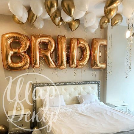 Набор шаров с гелием девичник Bride золото и белый