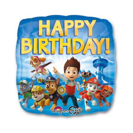 Шар с гелием квадрат Щенячий патруль happy birthday